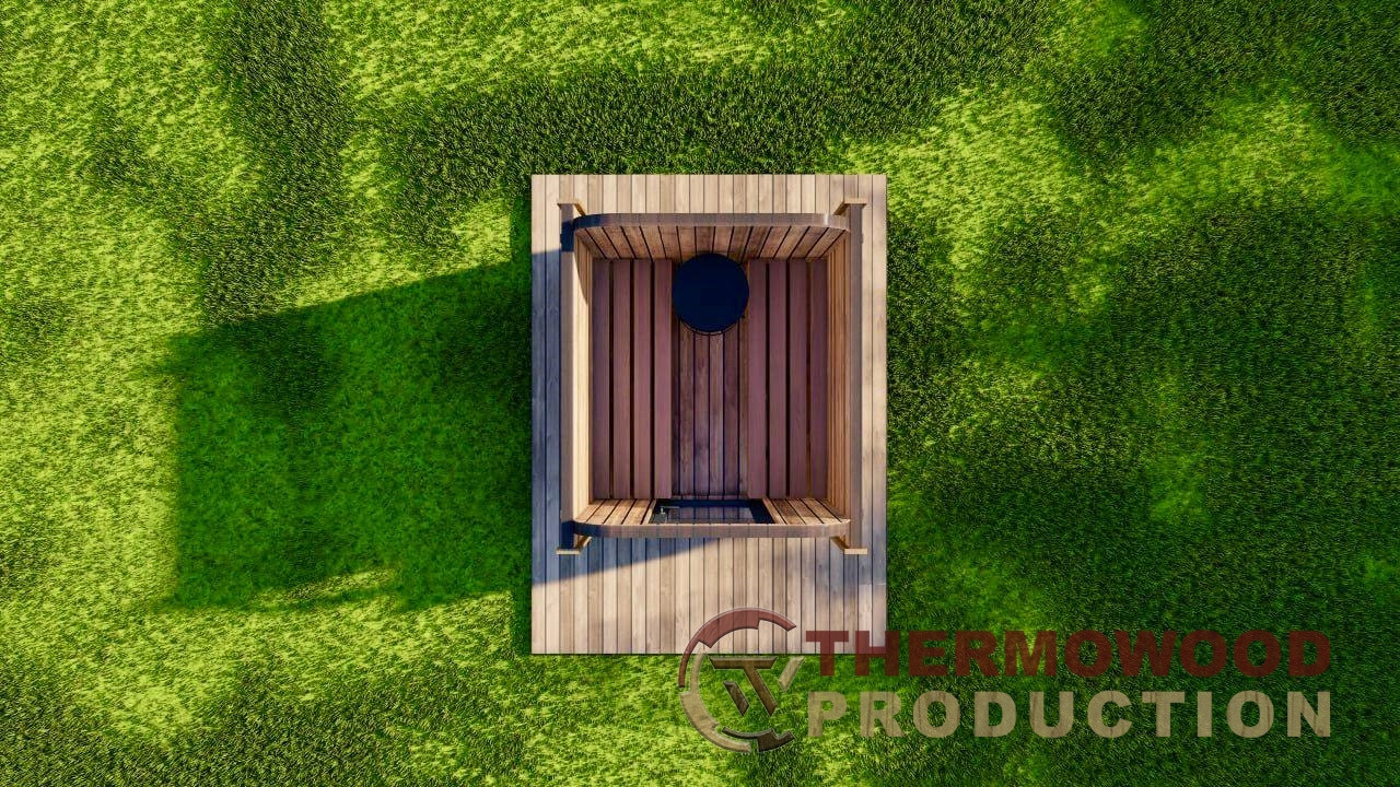 Mini-Cube sauna made of thermowood 1.75x1.3xh2.0m Gartensauna-28 for 2 persons produced by Thermowood - фото 6 - id-p2167077183