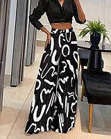 Женские стильный широкие брюки с принтом ткань: софт Мод 668