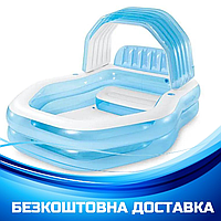 Бассейн надувной детский с навесом (размер 229-191-135см, объём- 530л, ремкомплект) Intex 57186