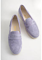 Жіночі фіолетові туфлі з натуральної замші на кожен день