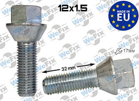 Болт колісний М12х1,5х32 конус цинк ключ 17