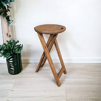 Високий напівбарний складаний дерев'яний табурет Стілець розкладний для барної стійки з дерева ВІЛЬХА 63см