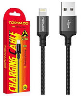 Кабель USB-Lightning TORNADO TX4 (2,4A/1м) чорний