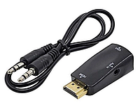 Адаптер переходник Hdmi-Vga + 3,5 Black (small)