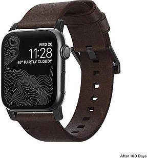 Шкіряний ремінець Nomad Modern Strap Rustic Brown Black Hardware для Apple Watch 38mm | 40mm