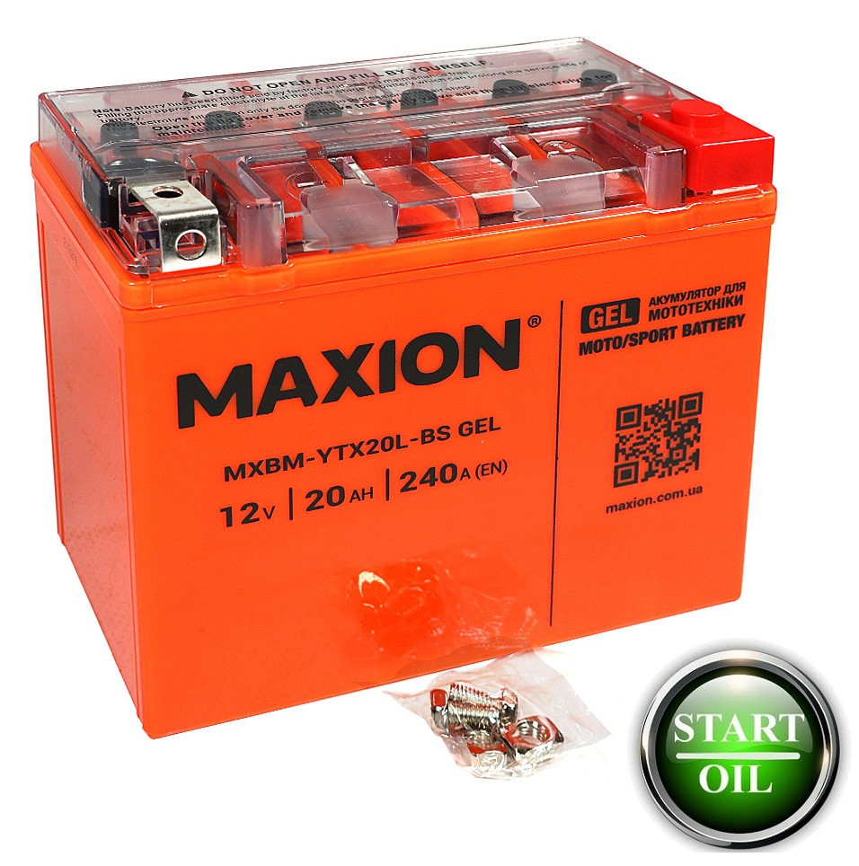 Мото аккумулятор GEL MAXION YTX 20L-BS (12V. 20A)