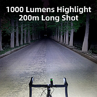Велосипедный фонар 1000 люмен 200м, Передняя фара, Супер яркий Велофонарь
