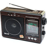 Радиоприёмник аккумуляторный всеволновый работает от сети 220V и батареек 4*R20 MP3 USB FM 88-108MHz радио