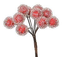 Украшение елочное "Снежные ягоды на ветке", пластик, красный