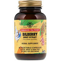 Комплекс для профилактики зрения Solgar Bilberry Berry Extract 60 Caps SOL-04110 GR, код: 7519073