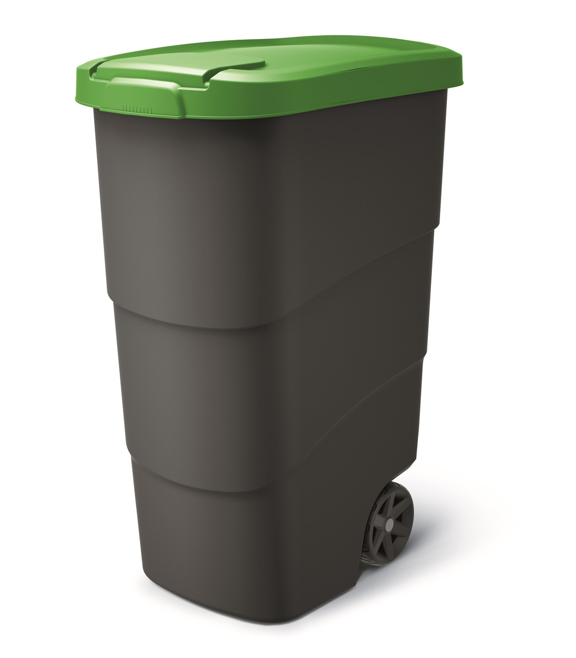 Бак для мусора Prosperplast Wheeler 90 л, антрацит, зеленая крышка - фото 1 - id-p2167092536