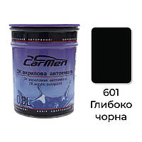 601 Глибоко-чорна Акрилова авто фарба Carmen 0.8 л (без затверджувача)