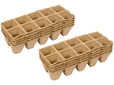 Лотки картоно-паперові під грунт для розсади FLO, 2 по 5 комірок- 30х 30 мм, глиб- 45 мм [40]