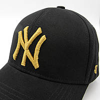 Бейсболка черная NY, кепка мужская/женская XL, бейс с золотой вышивкой New York