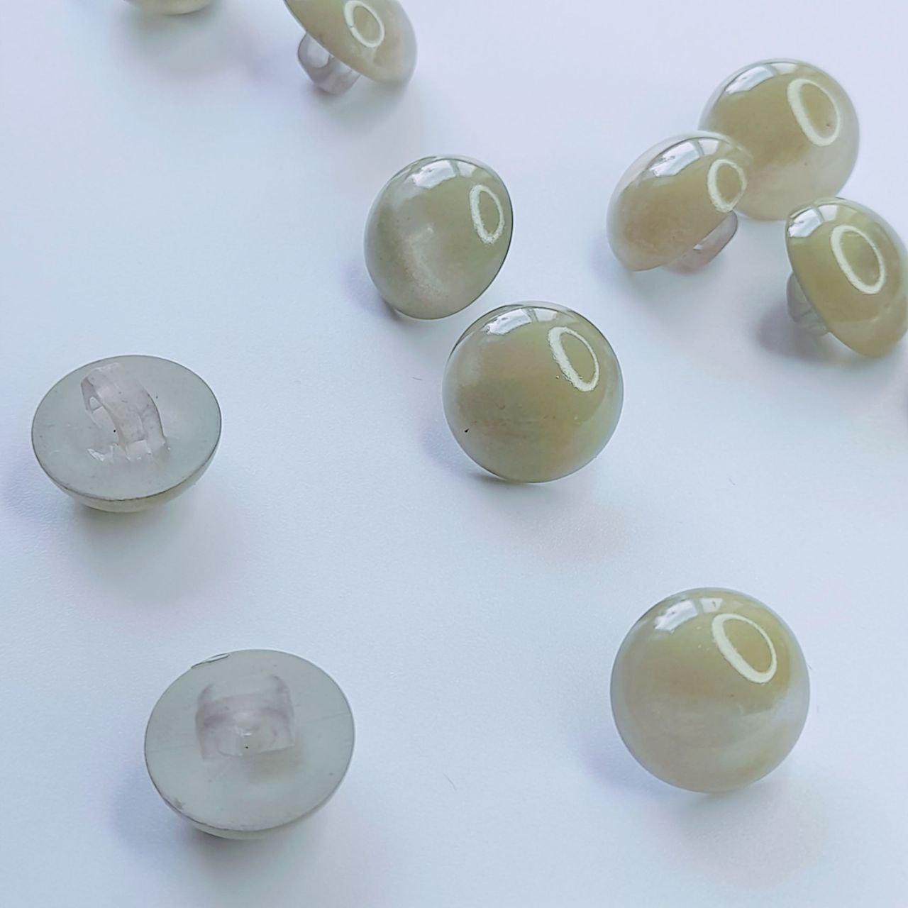 Гудзик круглий напівпрозорий сіро-оливковий 13мм, фото 1