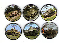 Набор сувенирных монет Collection 2018 Танки Бенин 10 франков 20 мм 6 шт Разноцветный (hub_p0 FG, код: 7608442