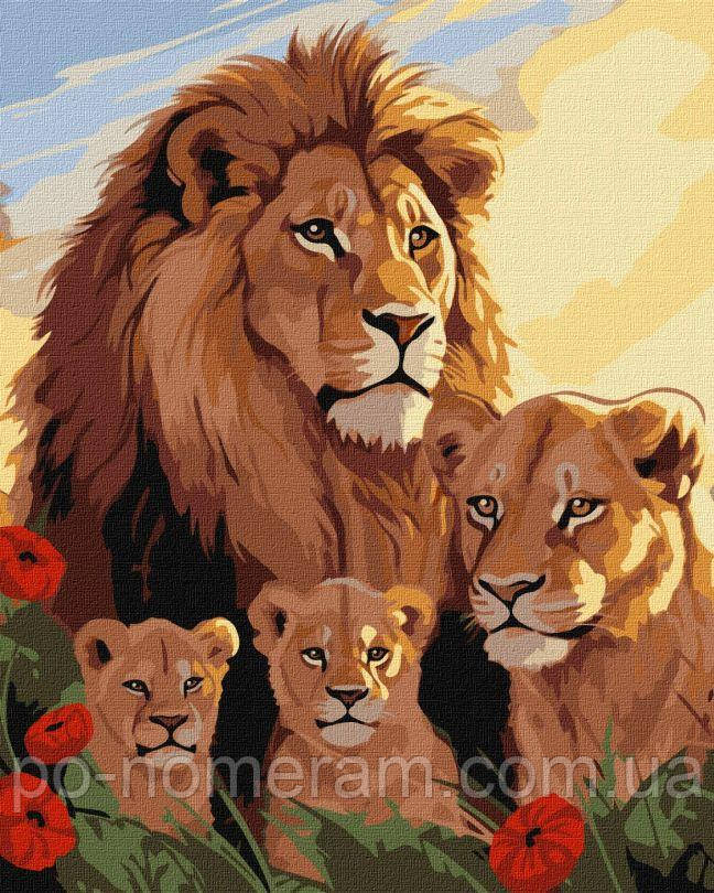 Картина за номерами Ідейка Родина левів ©art_selena_ua (KH6575) 40 х 50 см
