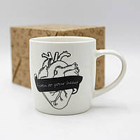 Белая кружка с надписью "Слушай свое сердце", чашка универсальная 360 мл для чая/кофе, подарочная кружка