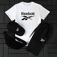 Мужской Комплект 4в1 Reebok футболка, кепка, сумка, шорты