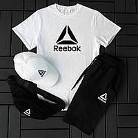 Мужской Комплект 4в1 Reebok футболка, кепка, сумка, шорты
