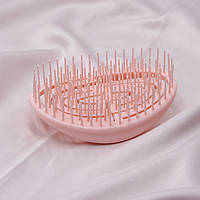 Массажная расческа для волос, маленькая щетка для волос розовая однотонная пластик, масажка 10*7см