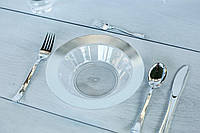 Комплект 6 шт. Тарелки круглые стеклопластик Capital For People прозрачные с серебром Глубокая тарелка