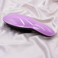 Массажная расческа для волос Spazzola, большая щетка для волос черная с фиолетовым, расческа-масажка 21х8см