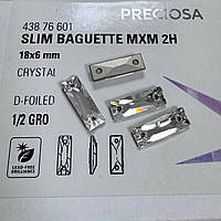 Пришивні багети Preciosa, 18х6 мм, колір Crystal , 1 шт.