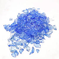 Крошка стекла цвет "Голубой топаз" 54, средняя фракция, около 5-8 мм. Уп. 100 г