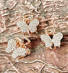 Краби для волосся оптом 2 см метал/стрази 6 шт./пач. МЕТЕЛИКИ золото