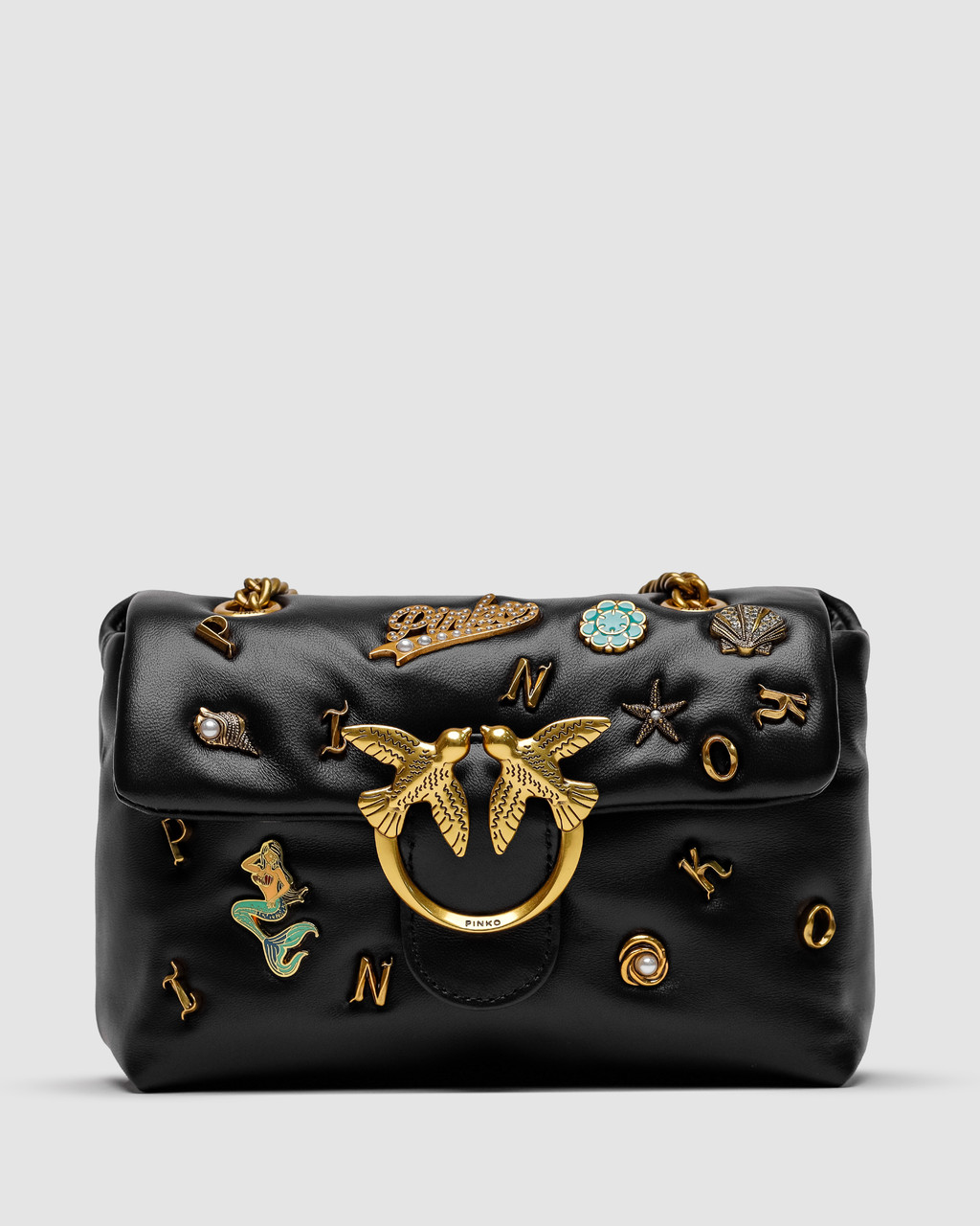 Жіноча сумка Пінко чорна Pinko Love Mini Puff Black Summer Pins