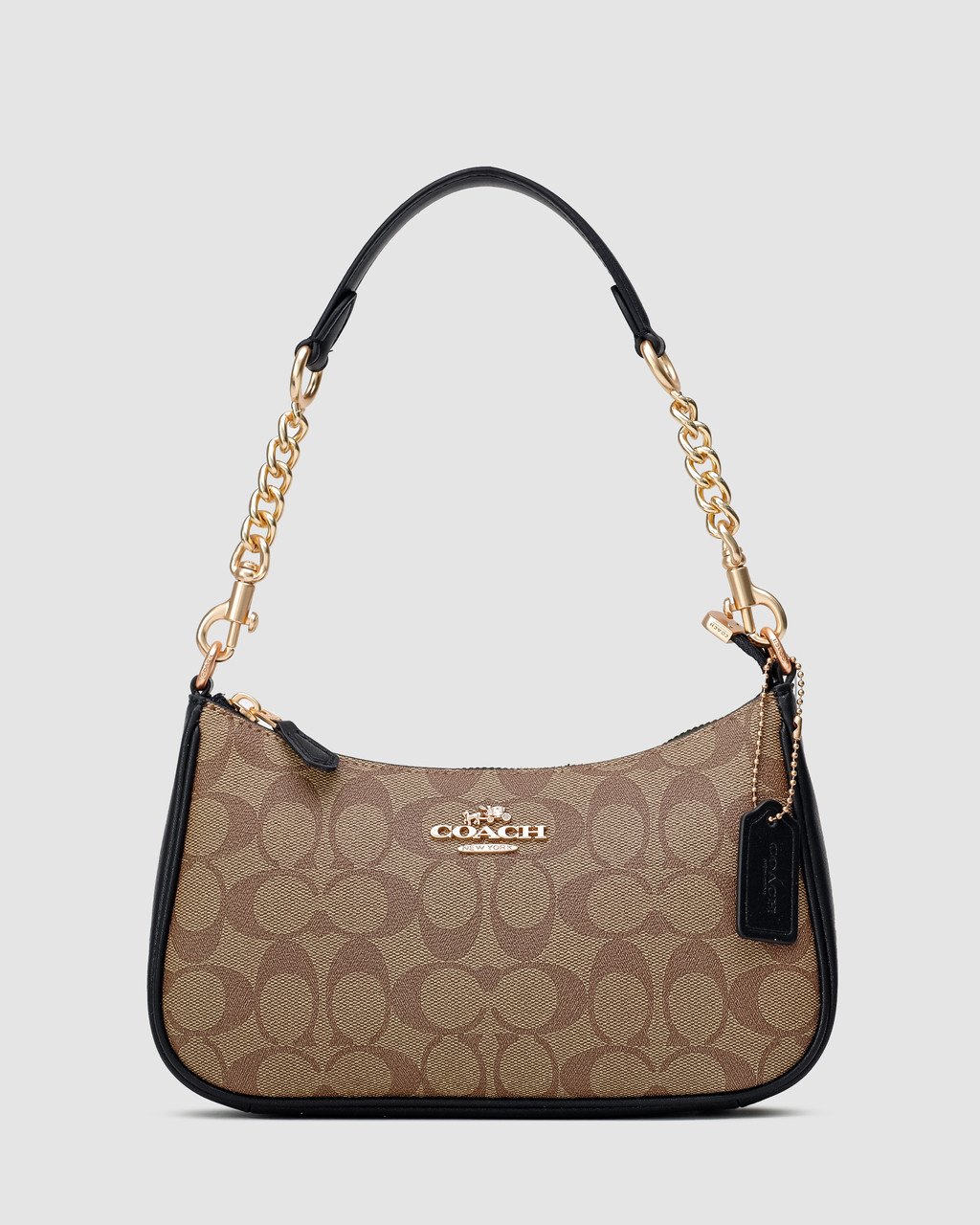 Жіноча сумка Коуч коричнева Coach Brown Teri Shoulder Bag In Signature
