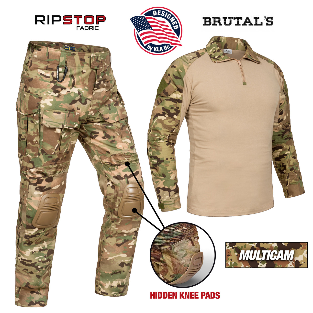Бойова тактична форма ЗСУ Brutals мультикам з еластичними вставками, налокітниками і наколінниками, фото 1