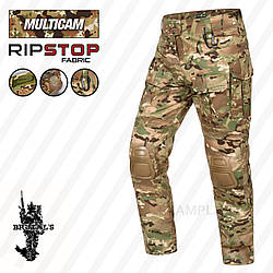 Brutals nактичні штани з плісованими вставками, бойові брюки ЗСУ мультикам з наколінниками