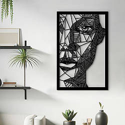 Інтер'єрна картина з дерева, сучасний декор стін "Графіка жіночого обличчя", стиль мінімалізм 30x20 см