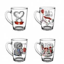 Кружка скляна Капучіно Coffe time декор MIX 300мл Helios 8141/1334