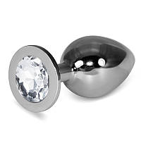 Анальная пробка с прозрачным камнем Lovetoy Rosebud Classic Metal Plug Large FE, код: 7724157