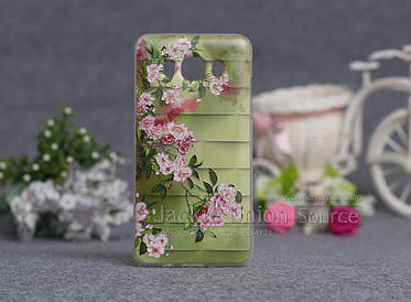 Чохол для Samsung Galaxy J510/J5 - 2016 з картинкою квіти на зеленому фоні