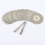 Алмазні відрізні диски Ø 16 мм | для гравера, дриля | 10 шт + 2 тримачі - L 37мм - Ø3мм, фото 2