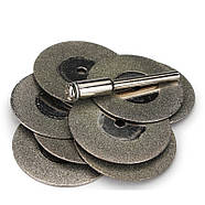 Алмазні відрізні диски Ø 16 мм | для гравера, дриля | 10 шт + 2 тримачі - L 37мм - Ø3мм, фото 5