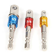 Тримачі-адаптери торцевих головок - 3 шт - 1/4', 3/8', 1/2' - перехідники для насадок, фото 2