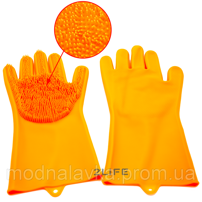 Перчатки силиконовые многофункциональные уборка, чистка, мытье посуды, ухваты 2Life Оранжевый ML, код: 1680514 - фото 2 - id-p2167205536