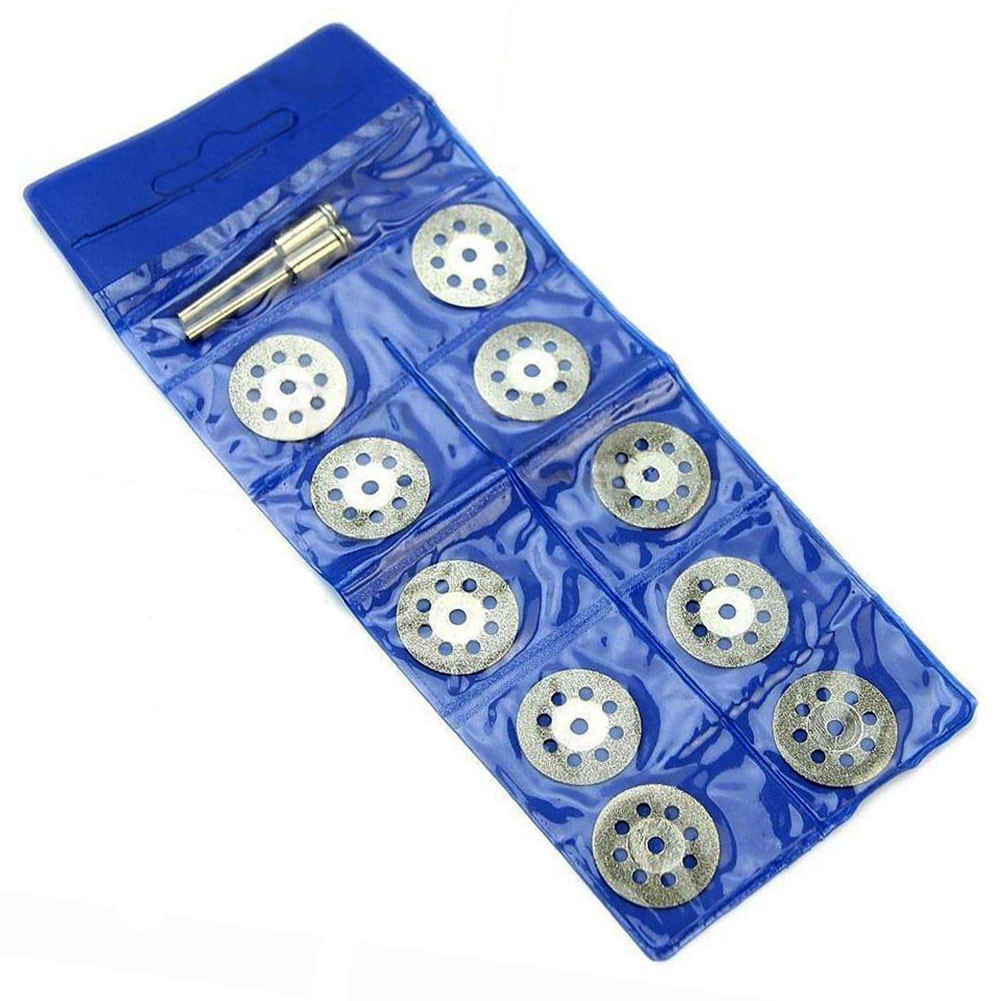 Круг відрізний алмазний 22 мм 10 шт + 2 штанги тримач насадка на гавер дриль Dremel, фото 1