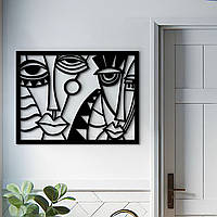 Интерьерная картина на стену, декоративное панно из дерева "Рисунок и друзья", стиль лофт 40x30 см