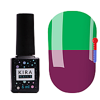 Термо гель-лак Kira Nails №T18 (приглушенный баклажановый, при нагревании яркий зеленый), 6 мл