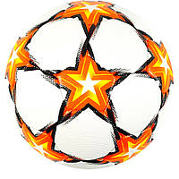 М'яч футбольний білий з оранджевим вага 310-330 грамів матеріал TPU гумовий балон розмір №5 (C 64698)