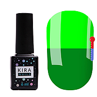 Термо гель-лак Kira Nails №T24 (травяной зеленый, при нагревании кислотный лаймовый), 6 мл