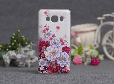 Чохол для Samsung Galaxy J510/J5 - 2016 з картинкою квіти на рожевому тлі