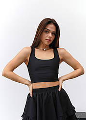 Жіночий стильний чорний базовий топ на кожен день без рукавів з біфлексу