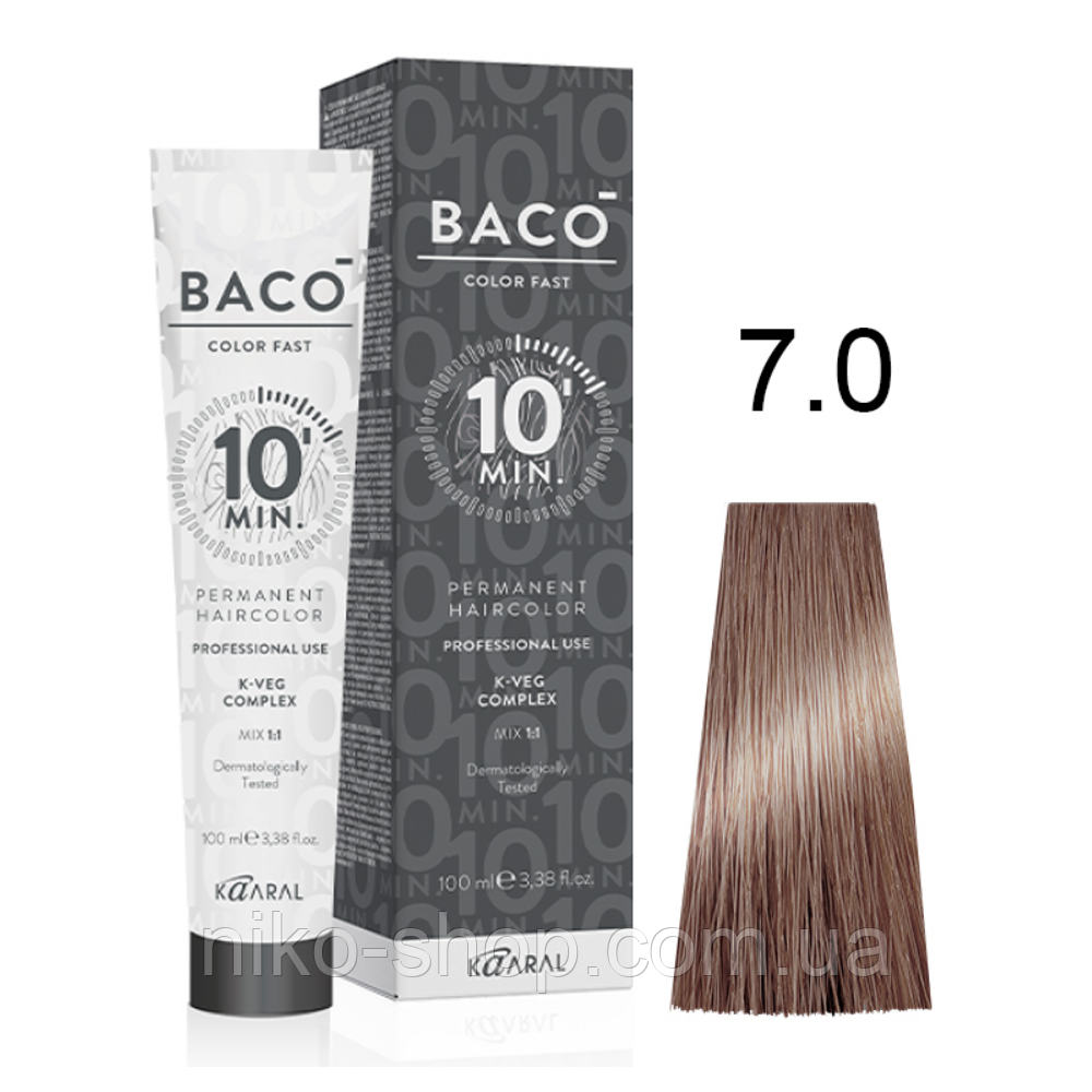 Фарба для волосся 7.0 блондин 100 мл Kaaral Baco Color Fast 10 MIN